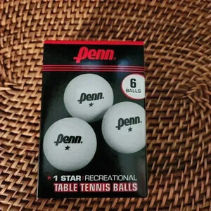Penn 6-Pk  40mm Table Tennis Ball White Ping Pong 1-Star Recreational NIB